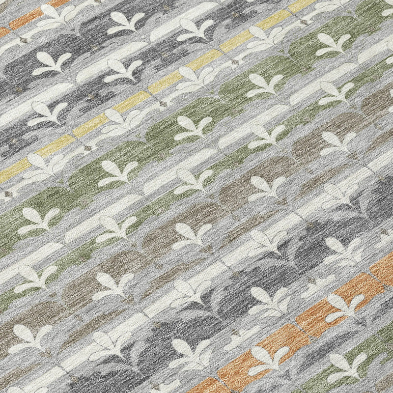10' X 14' Gray And Silver Damask Washable Indoor Outdoor Area Rug Homeroots Outdoor