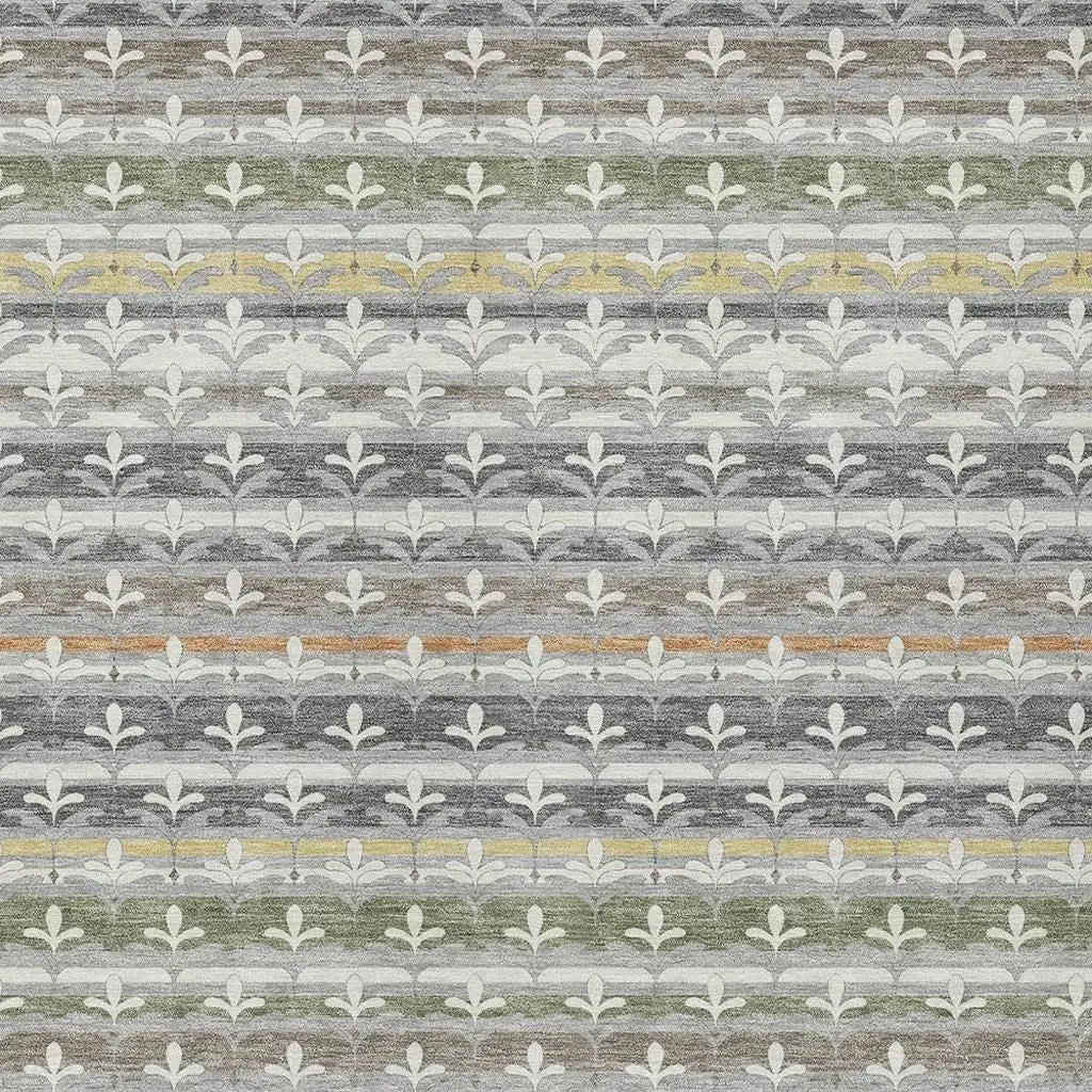 10' X 14' Gray And Silver Damask Washable Indoor Outdoor Area Rug Homeroots Outdoor