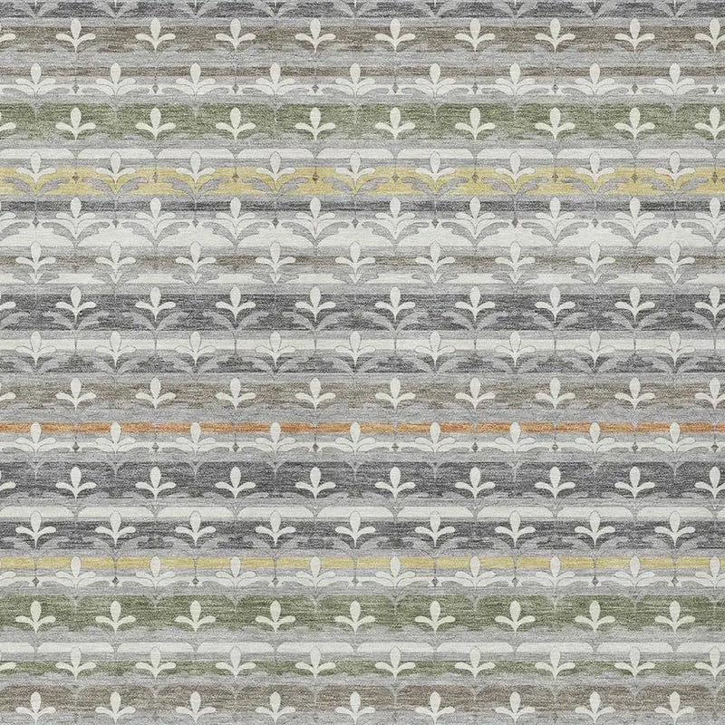 10' X 14' Gray And Silver Damask Washable Indoor Outdoor Area Rug Homeroots Outdoor