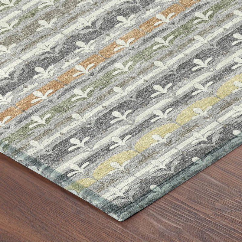 10' X 14' Gray And Silver Damask Washable Indoor Outdoor Area Rug Homeroots Outdoor
