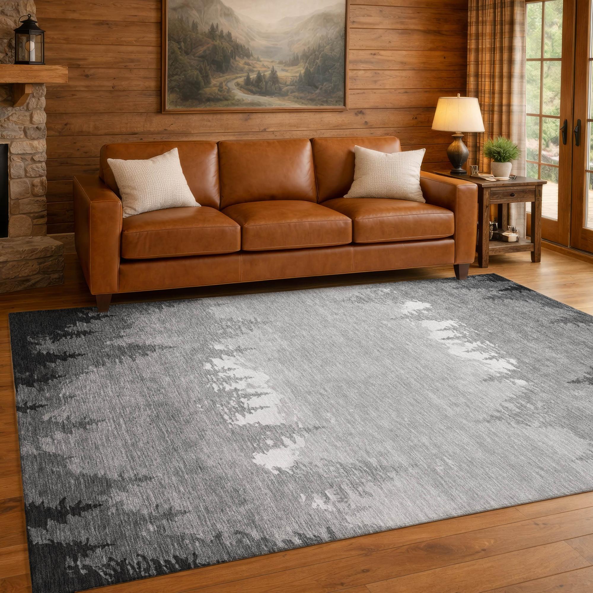 10' X 14' Gray And Silver Floral Washable Indoor Outdoor Area Rug Homeroots Outdoor
