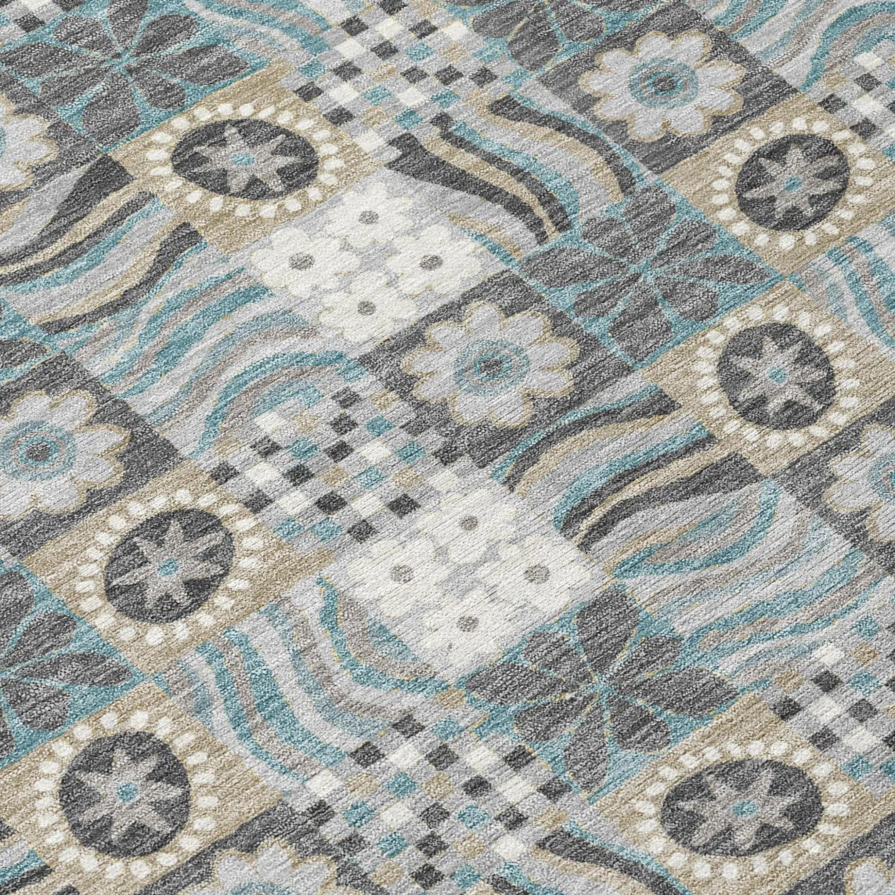 10' X 14' Gray And Silver Floral Washable Indoor Outdoor Area Rug Homeroots Outdoor