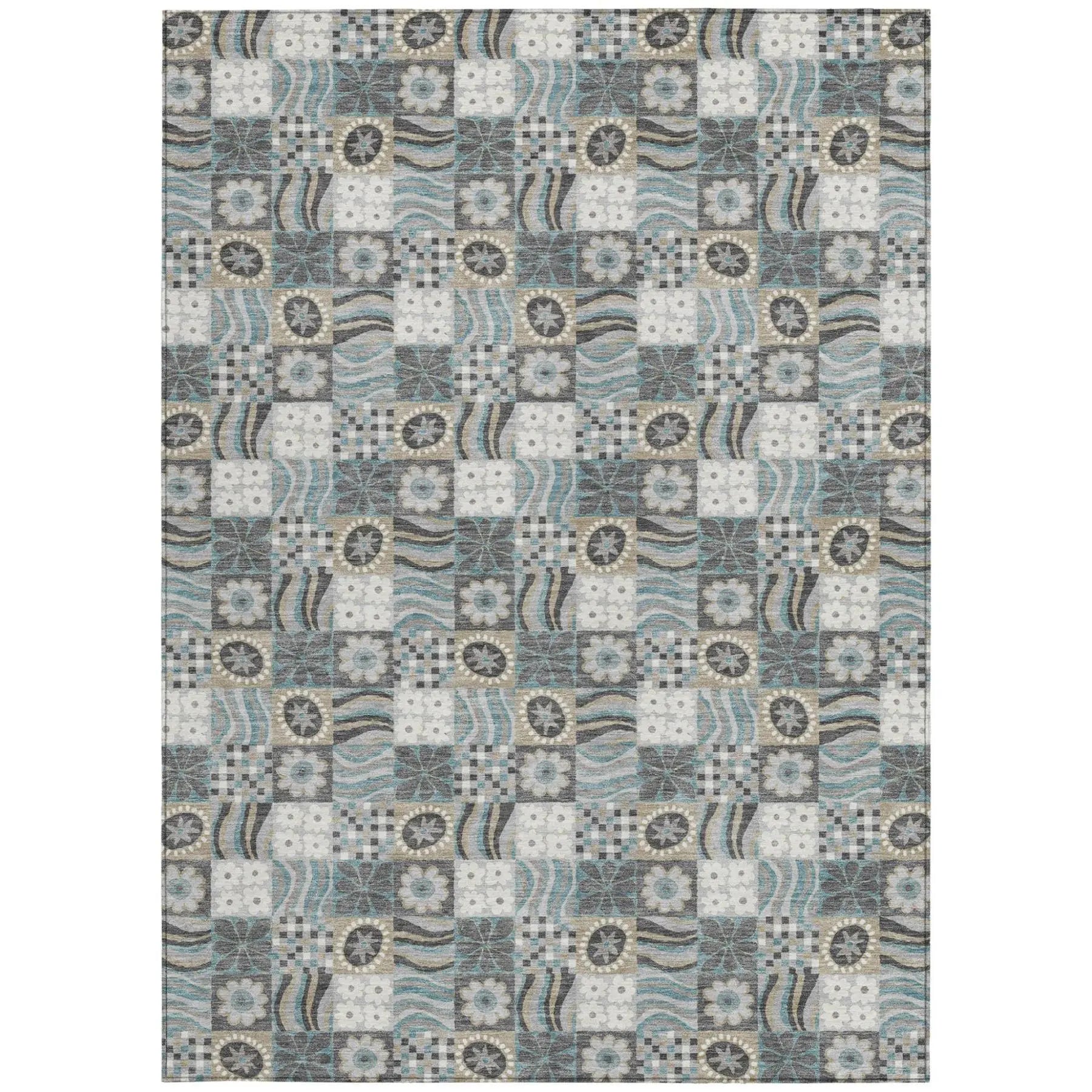 10' X 14' Gray And Silver Floral Washable Indoor Outdoor Area Rug Homeroots Outdoor