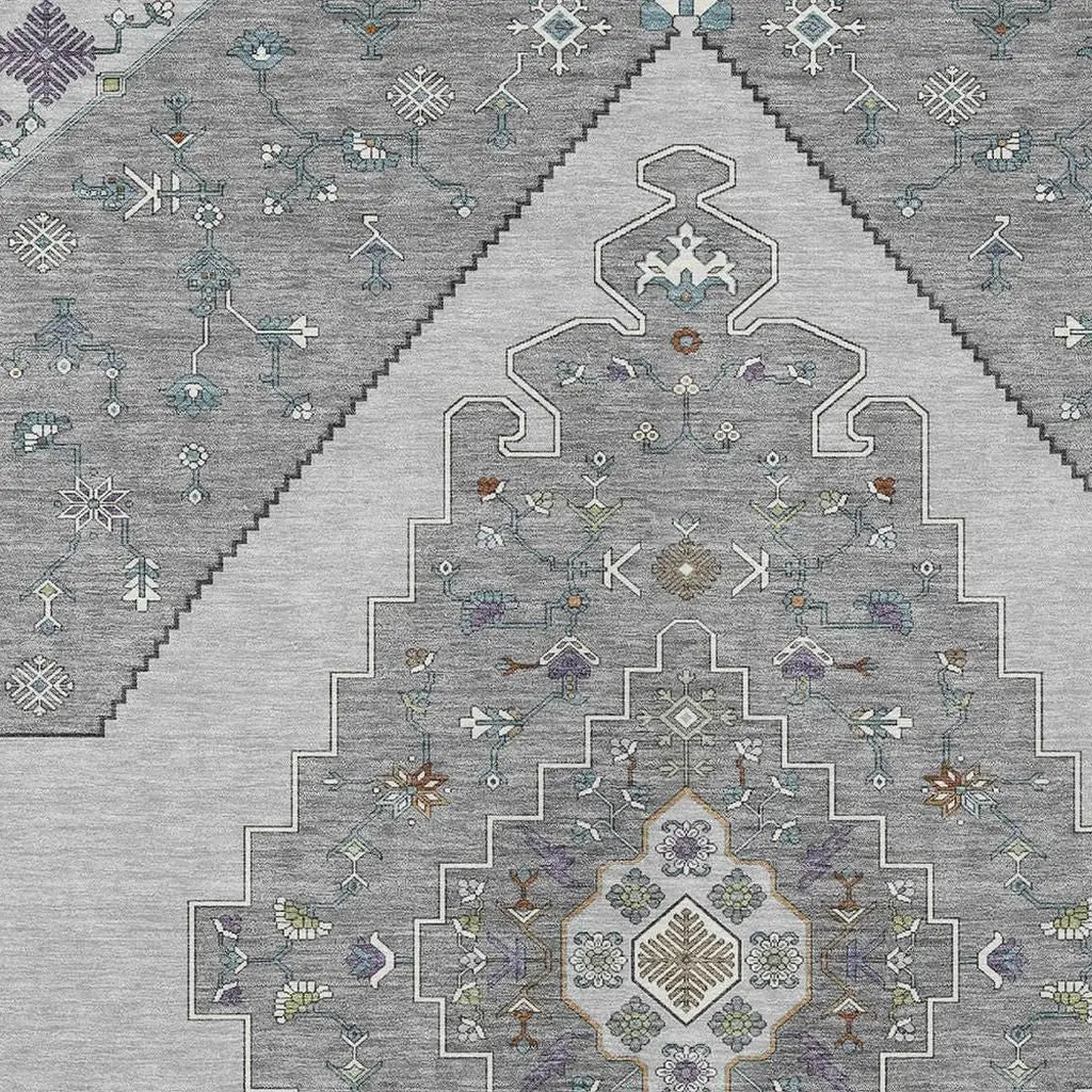 10' X 14' Gray And Silver Geometric Washable Indoor Outdoor Area Rug Homeroots Outdoor