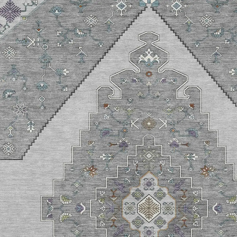 10' X 14' Gray And Silver Geometric Washable Indoor Outdoor Area Rug Homeroots Outdoor