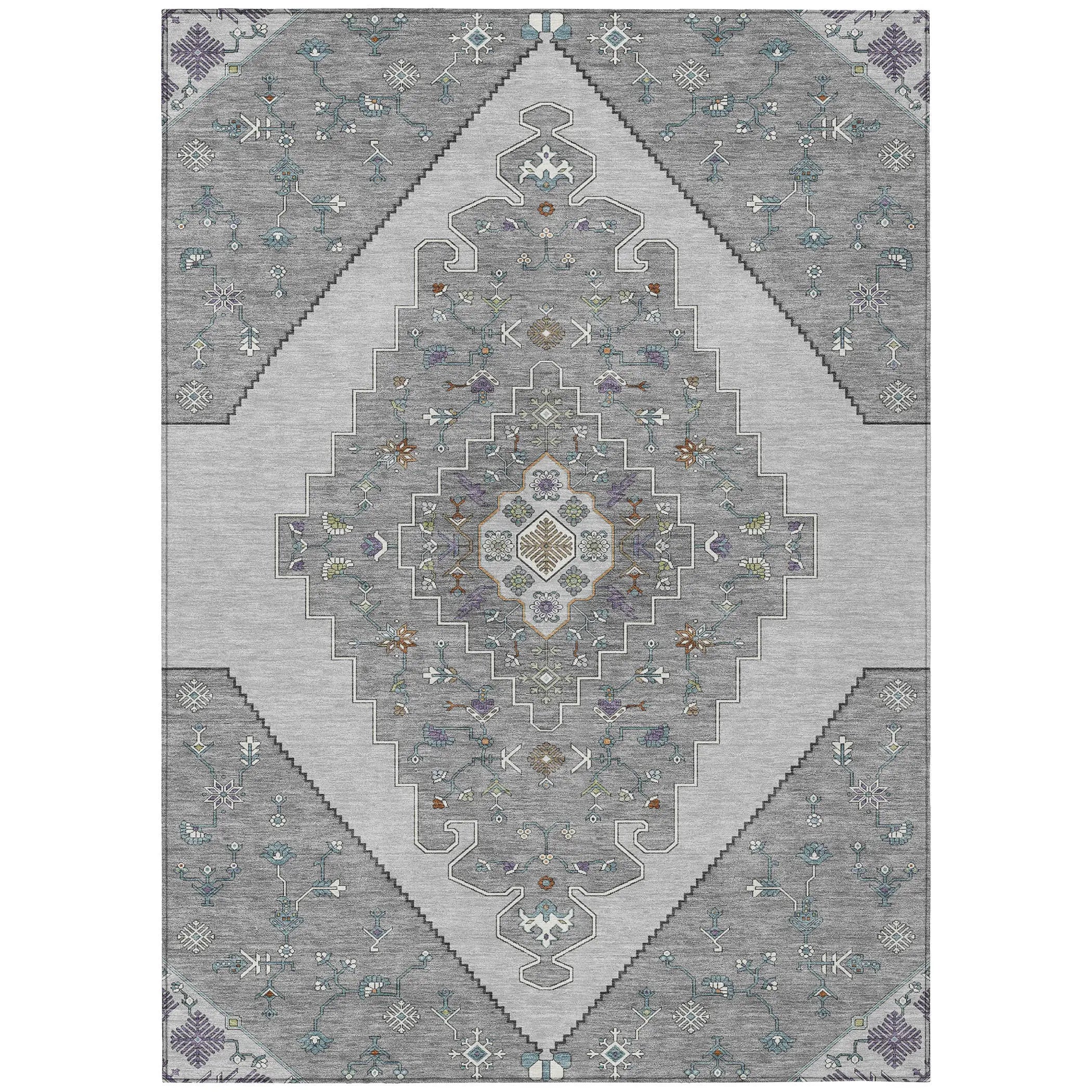 10' X 14' Gray And Silver Geometric Washable Indoor Outdoor Area Rug Homeroots Outdoor