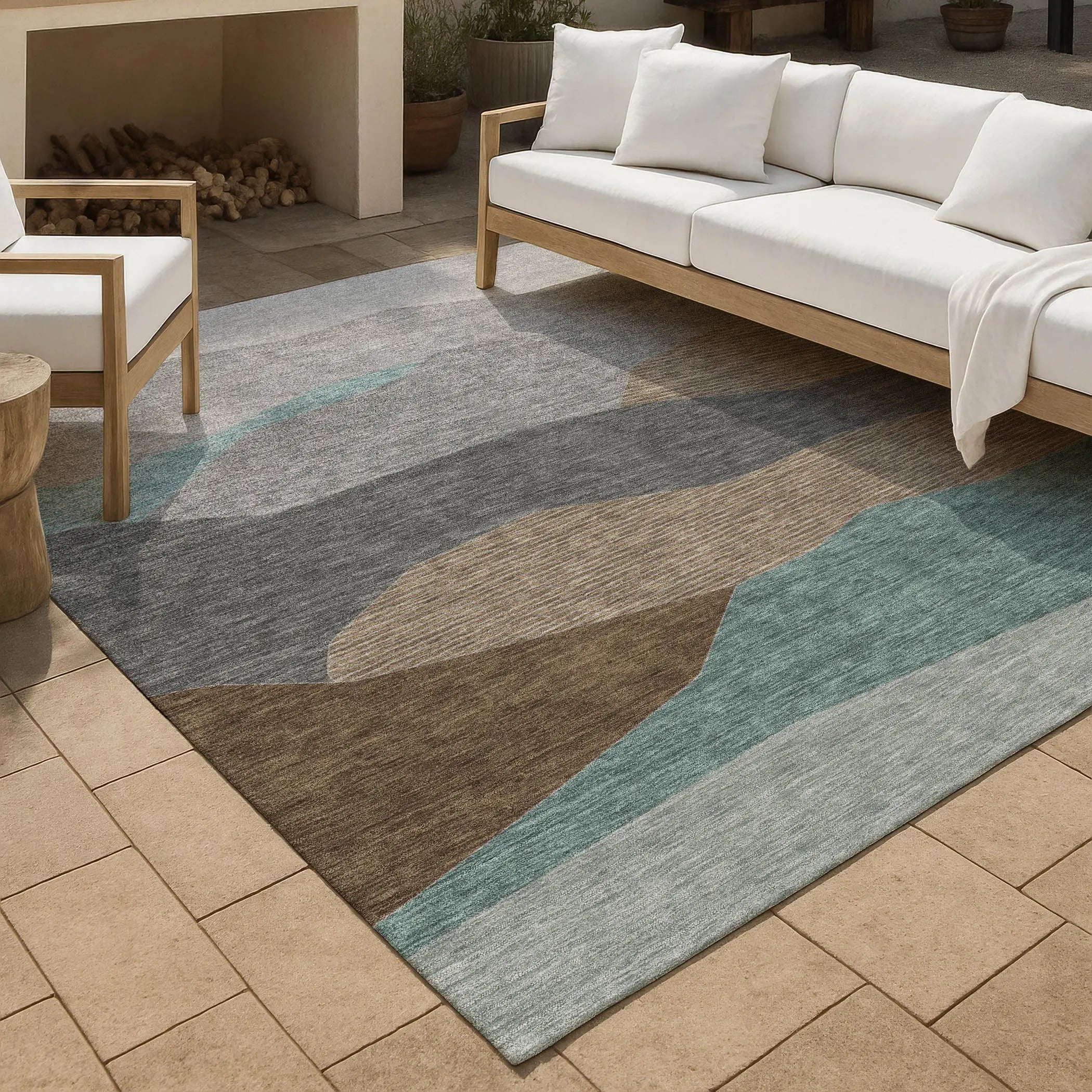 10' X 14' Gray And Silver Geometric Washable Indoor Outdoor Area Rug Homeroots Outdoor