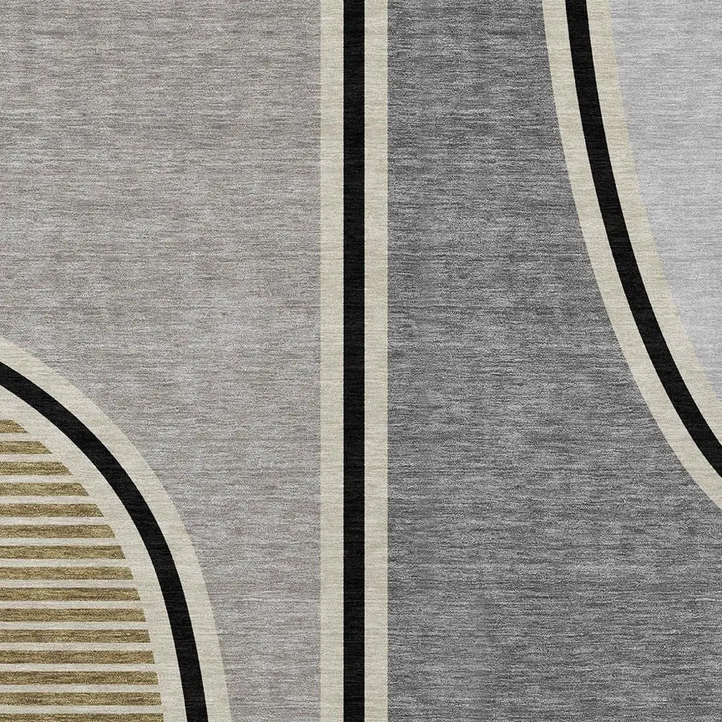 10' X 14' Gray And Silver Geometric Washable Indoor Outdoor Area Rug Homeroots Outdoor