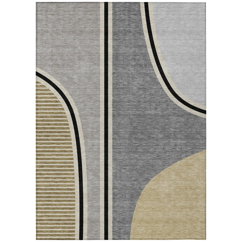 10' X 14' Gray And Silver Geometric Washable Indoor Outdoor Area Rug Homeroots Outdoor