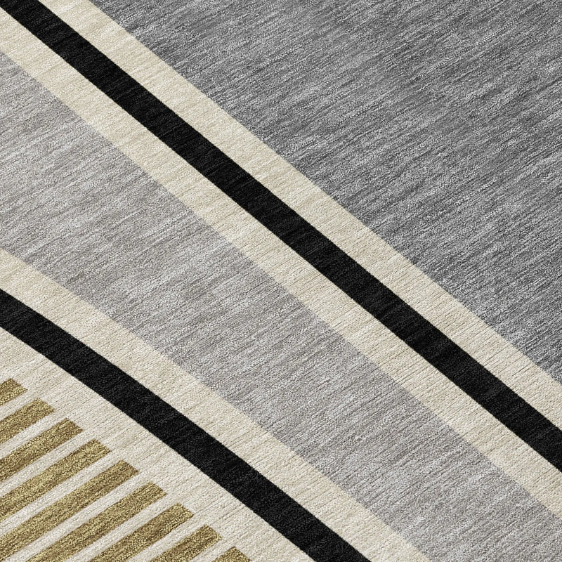 10' X 14' Gray And Silver Geometric Washable Indoor Outdoor Area Rug Homeroots Outdoor
