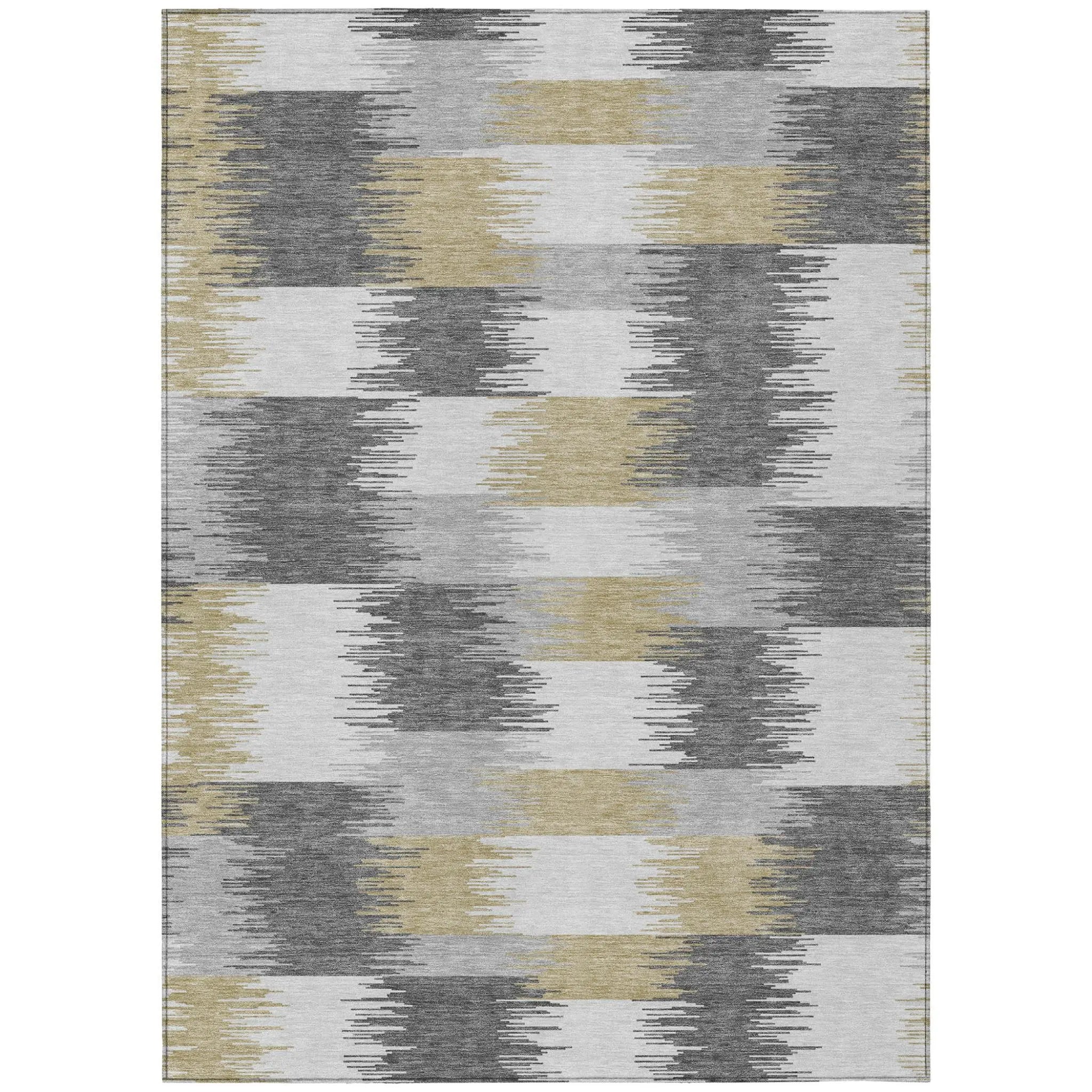 10' X 14' Gray And Silver Geometric Washable Indoor Outdoor Area Rug Homeroots Outdoor
