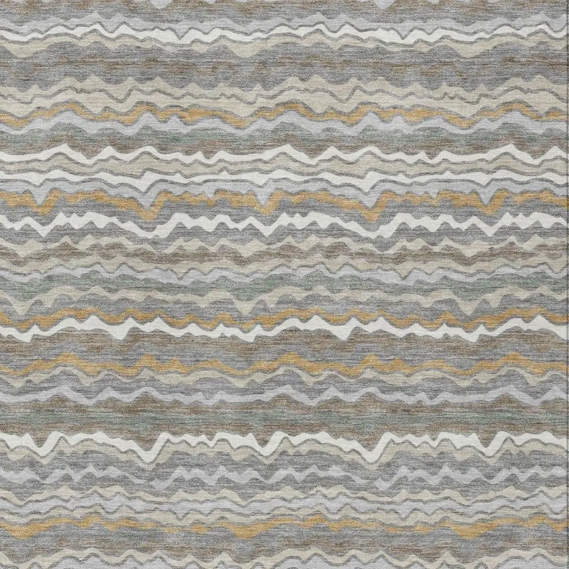 10' X 14' Gray And Silver Striped Washable Indoor Outdoor Area Rug Homeroots Outdoor