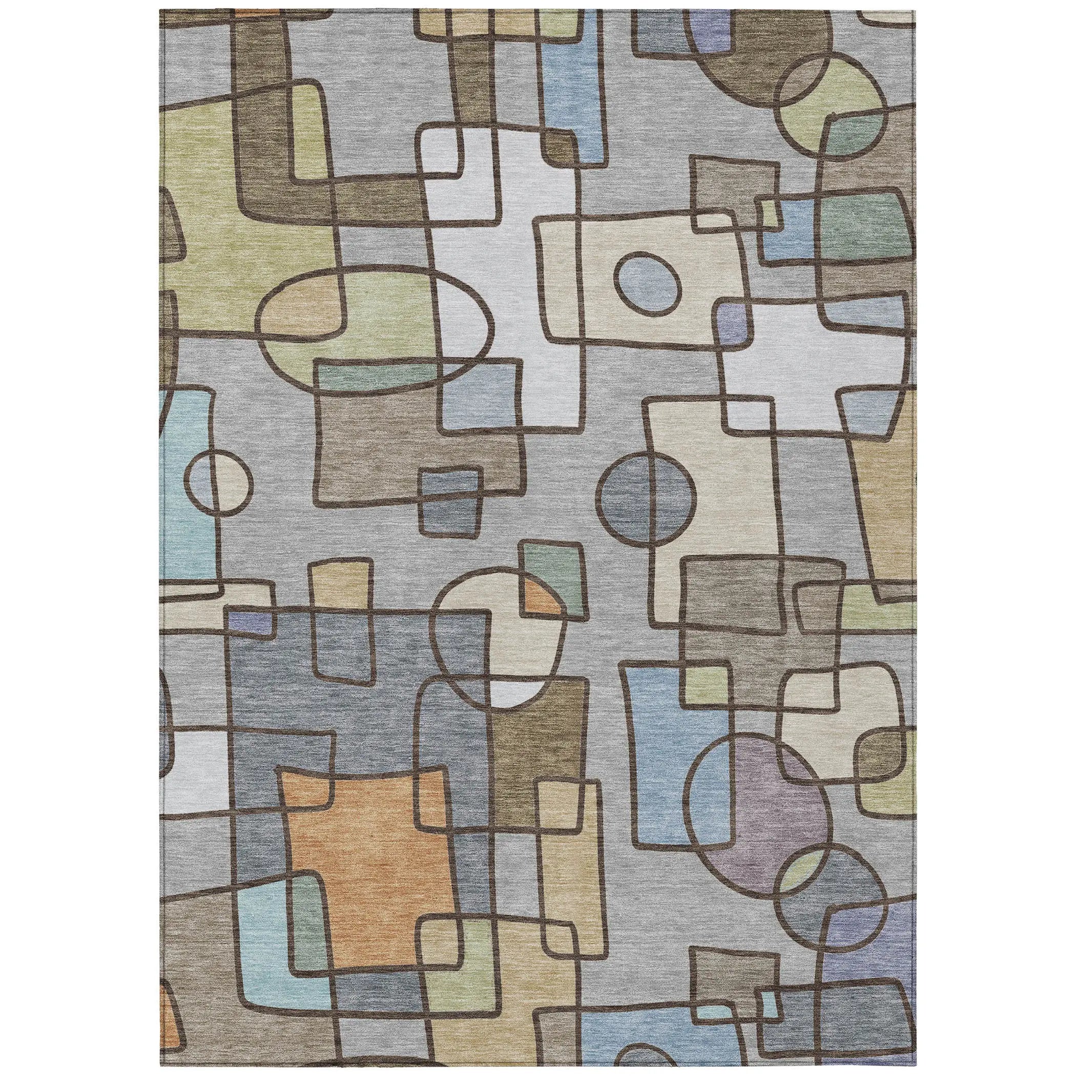 10' X 14' Gray And Sky Blue Geometric Washable Indoor Outdoor Area Rug Homeroots Outdoor