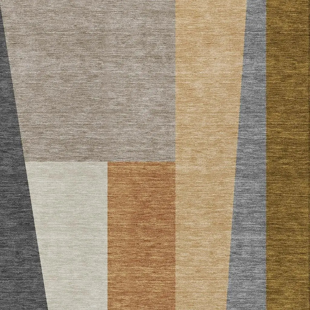 10' X 14' Gray And Taupe Geometric Washable Indoor Outdoor Area Rug Homeroots Outdoor
