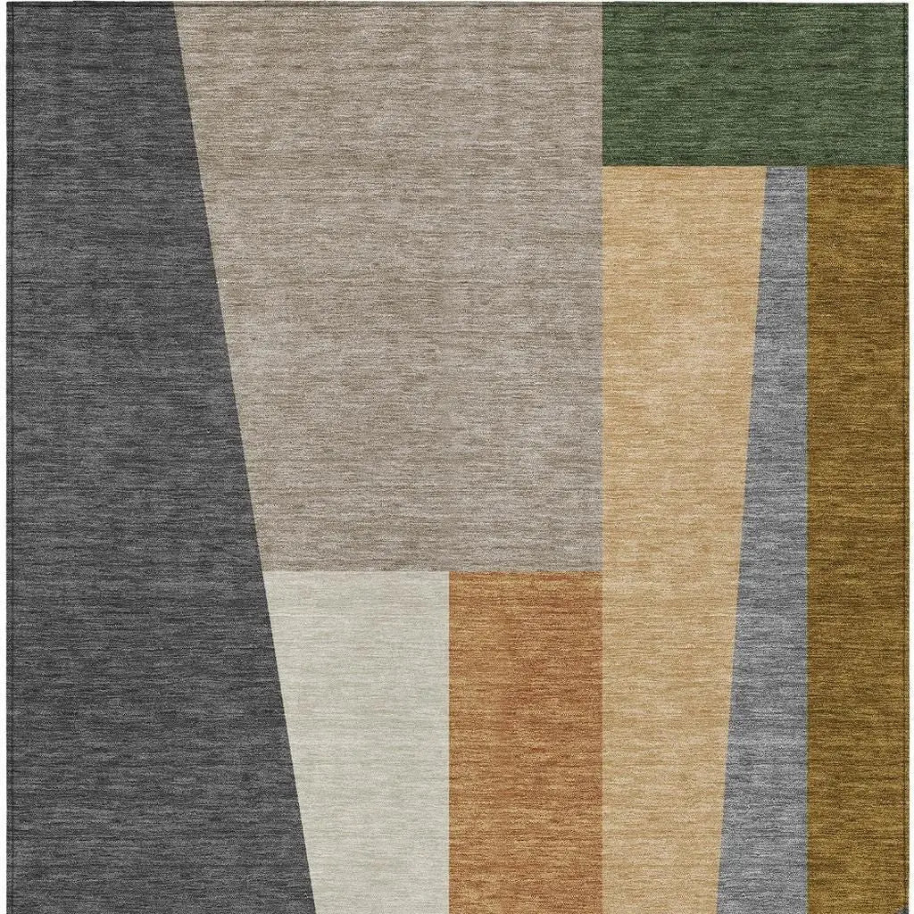 10' X 14' Gray And Taupe Geometric Washable Indoor Outdoor Area Rug Homeroots Outdoor
