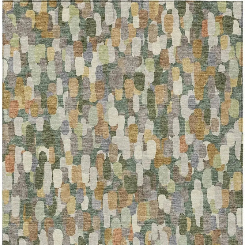 10' X 14' Green And Beige Abstract Washable Indoor Outdoor Area Rug Homeroots Outdoor