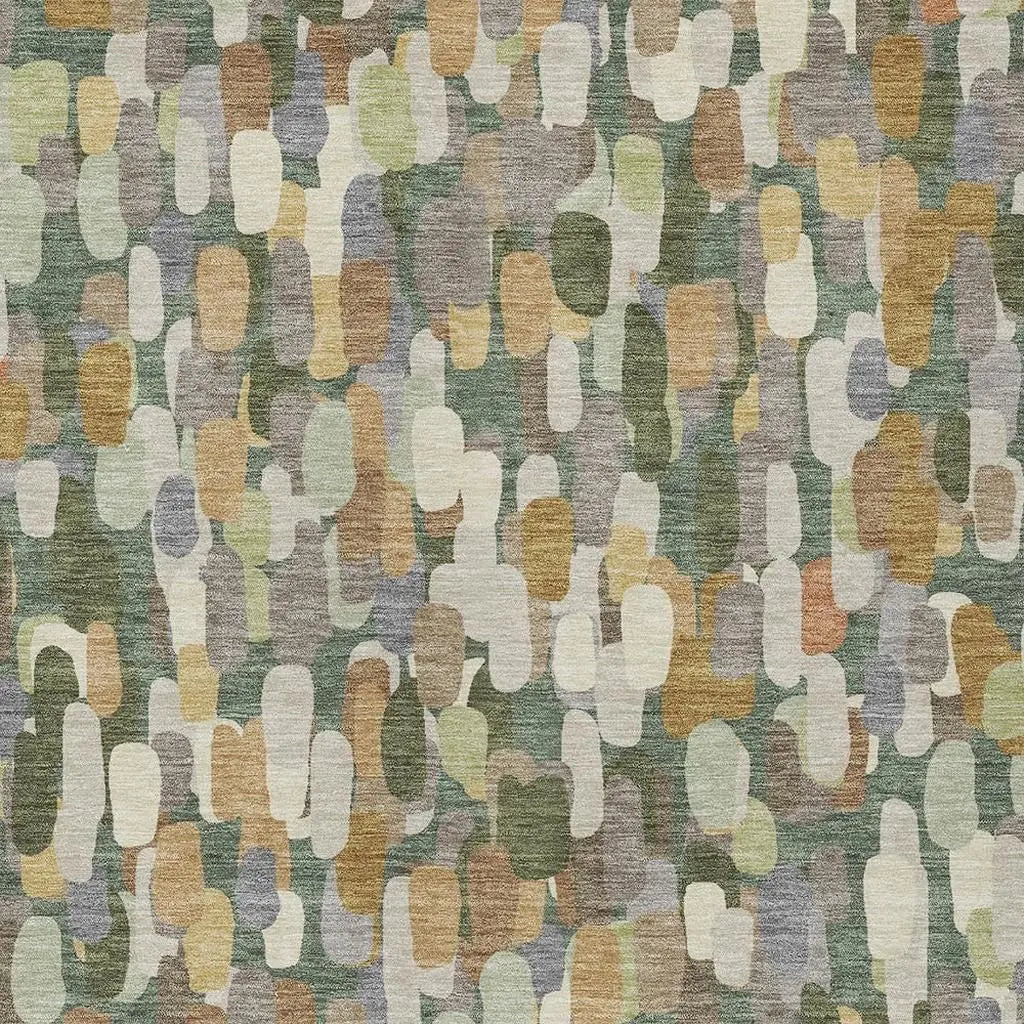 10' X 14' Green And Beige Abstract Washable Indoor Outdoor Area Rug Homeroots Outdoor