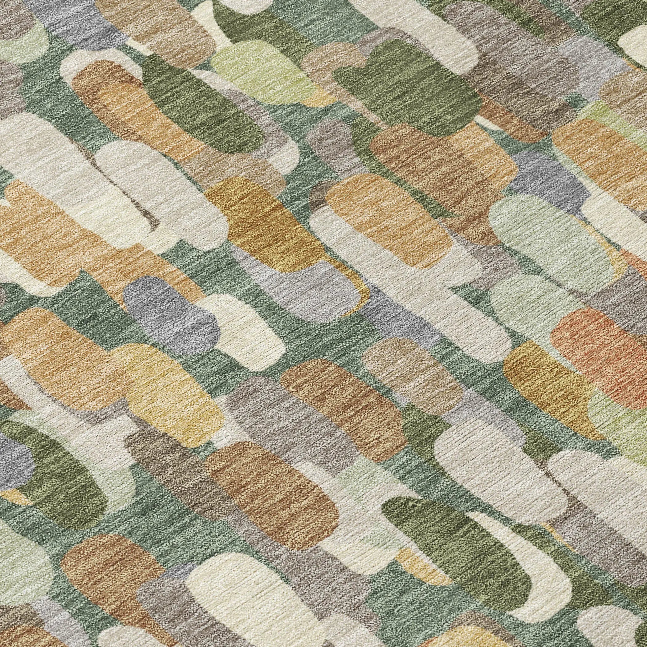 10' X 14' Green And Beige Abstract Washable Indoor Outdoor Area Rug Homeroots Outdoor