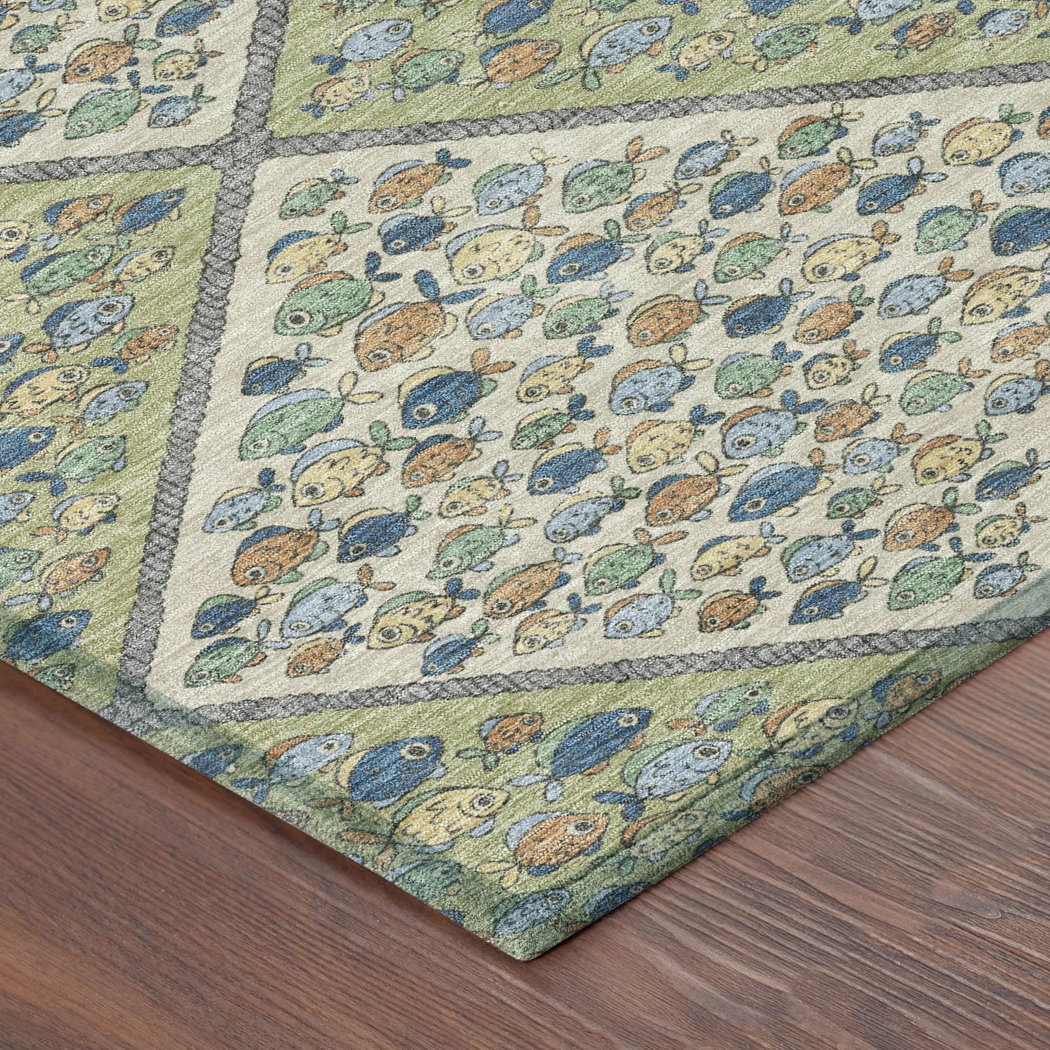 10' X 14' Green And Beige Abstract Washable Indoor Outdoor Area Rug Homeroots Outdoor
