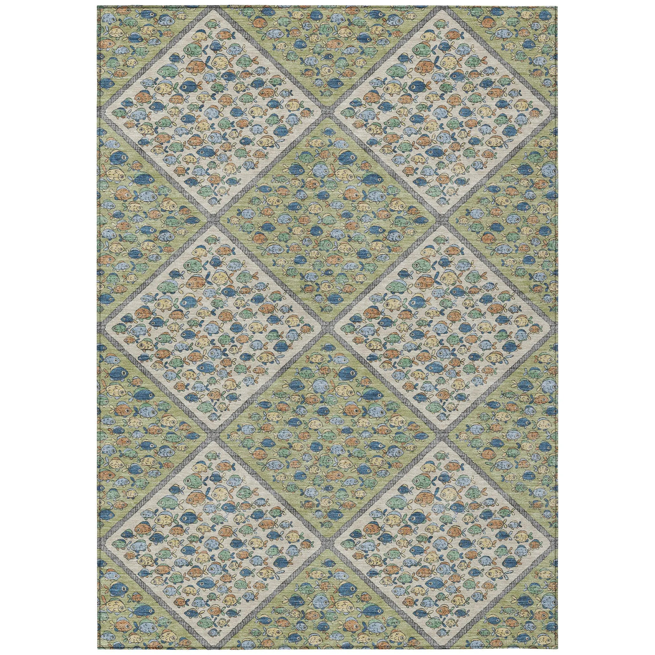 10' X 14' Green And Beige Abstract Washable Indoor Outdoor Area Rug Homeroots Outdoor