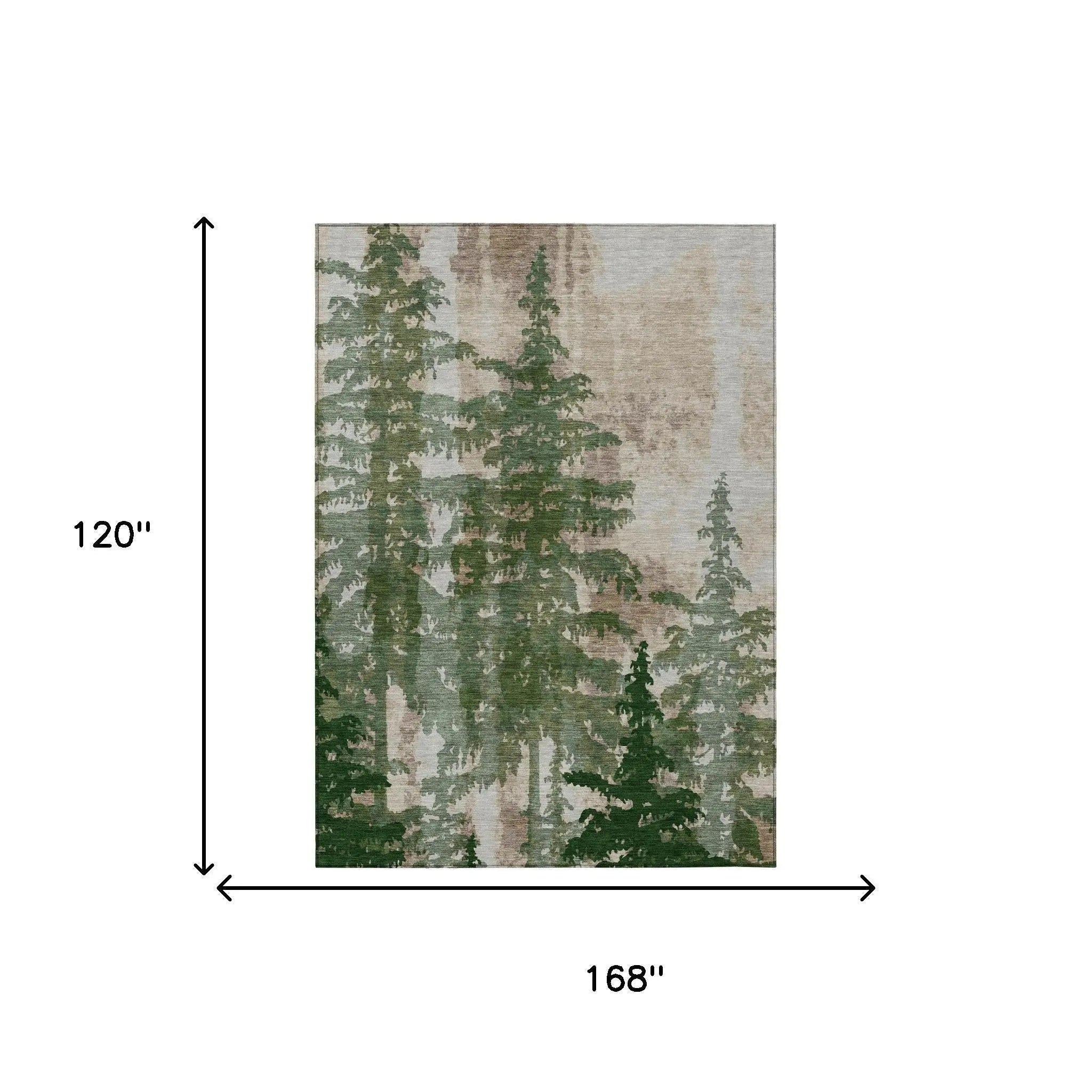 10' X 14' Green And Beige Floral Washable Indoor Outdoor Area Rug Homeroots Outdoor