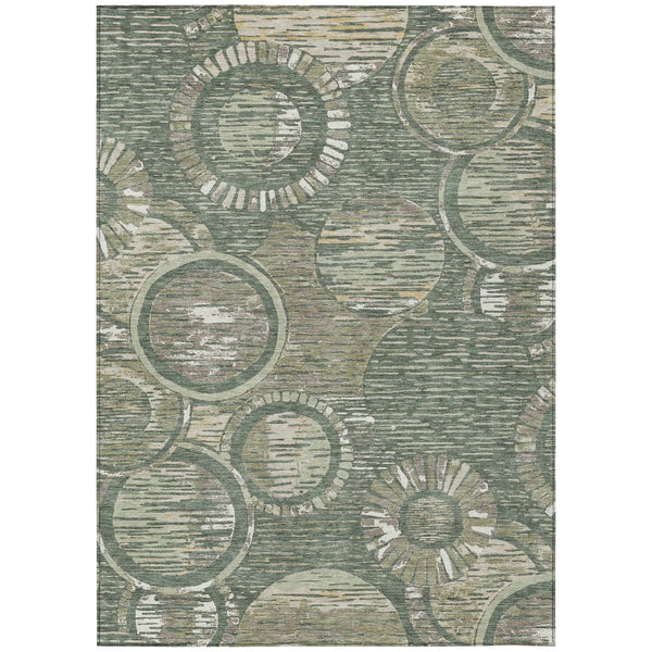 10' X 14' Green And Beige Geometric Washable Indoor Outdoor Area Rug Homeroots Outdoor