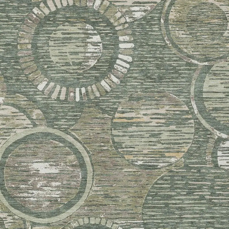 10' X 14' Green And Beige Geometric Washable Indoor Outdoor Area Rug Homeroots Outdoor