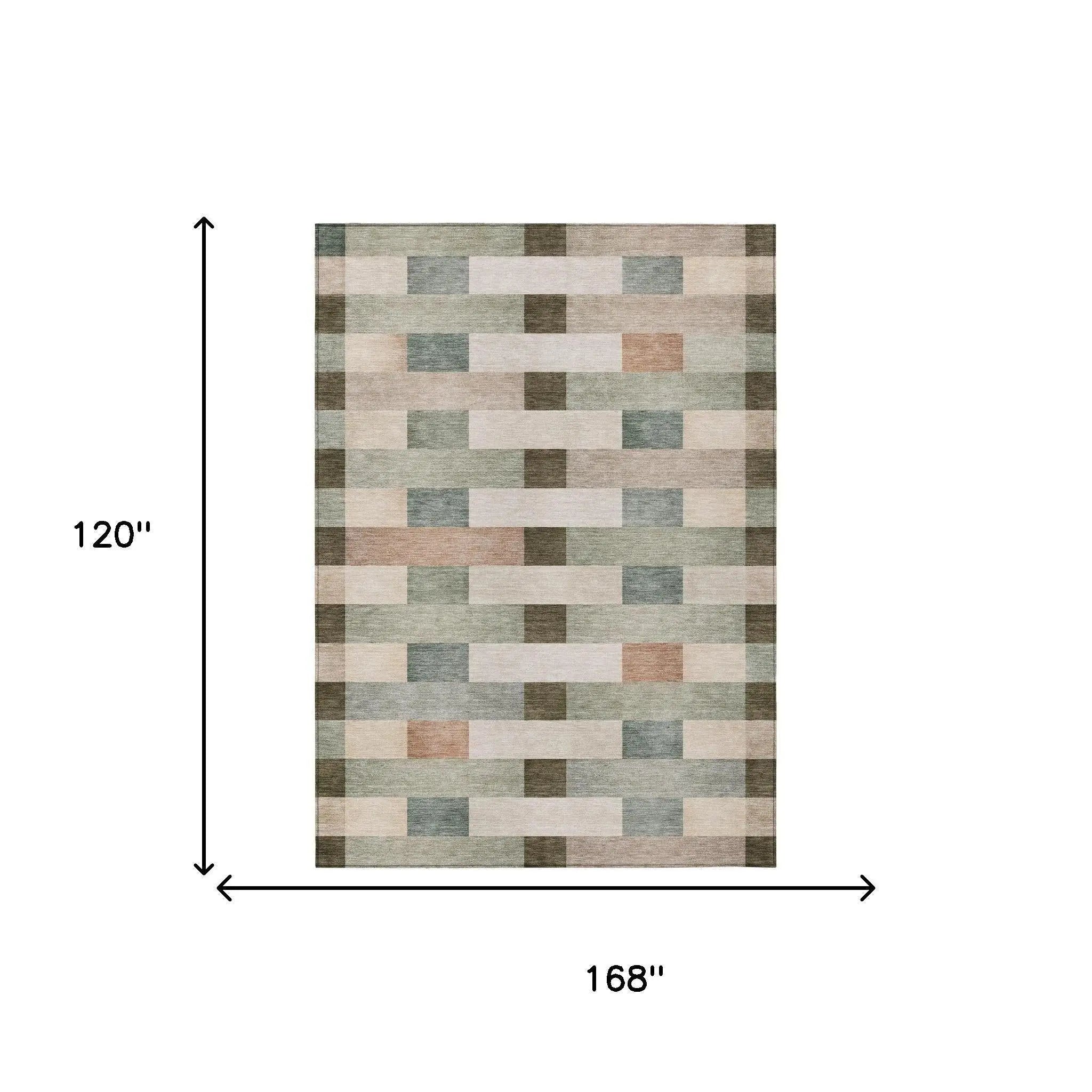 10' X 14' Green And Beige Striped Washable Indoor Outdoor Area Rug Homeroots Outdoor