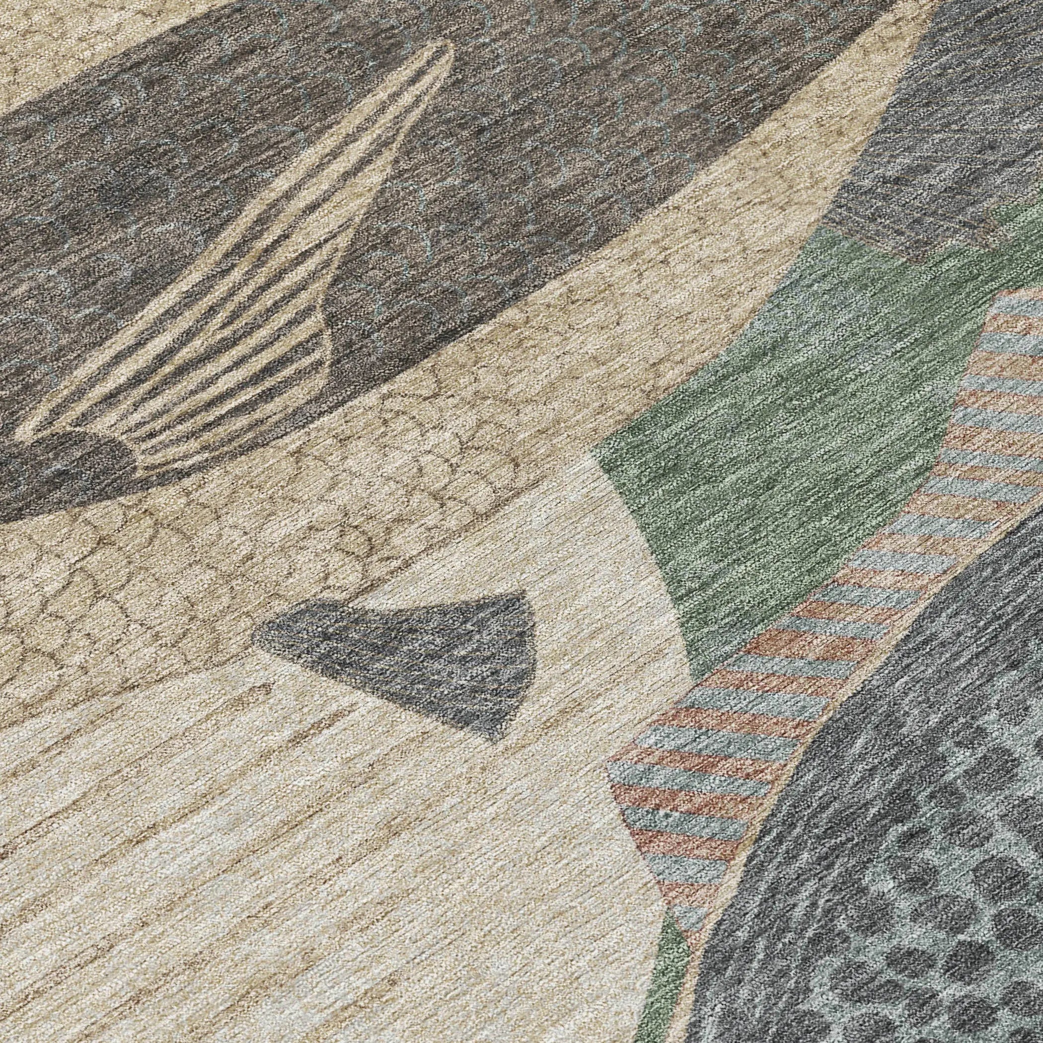 10' X 14' Green And Beige Tropical Fish Washable Indoor Outdoor Area Rug Homeroots Outdoor