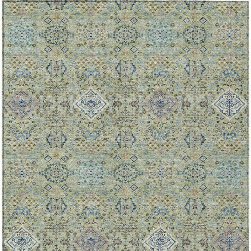 10' X 14' Green And Blue Oriental Washable Indoor Outdoor Area Rug Homeroots Outdoor