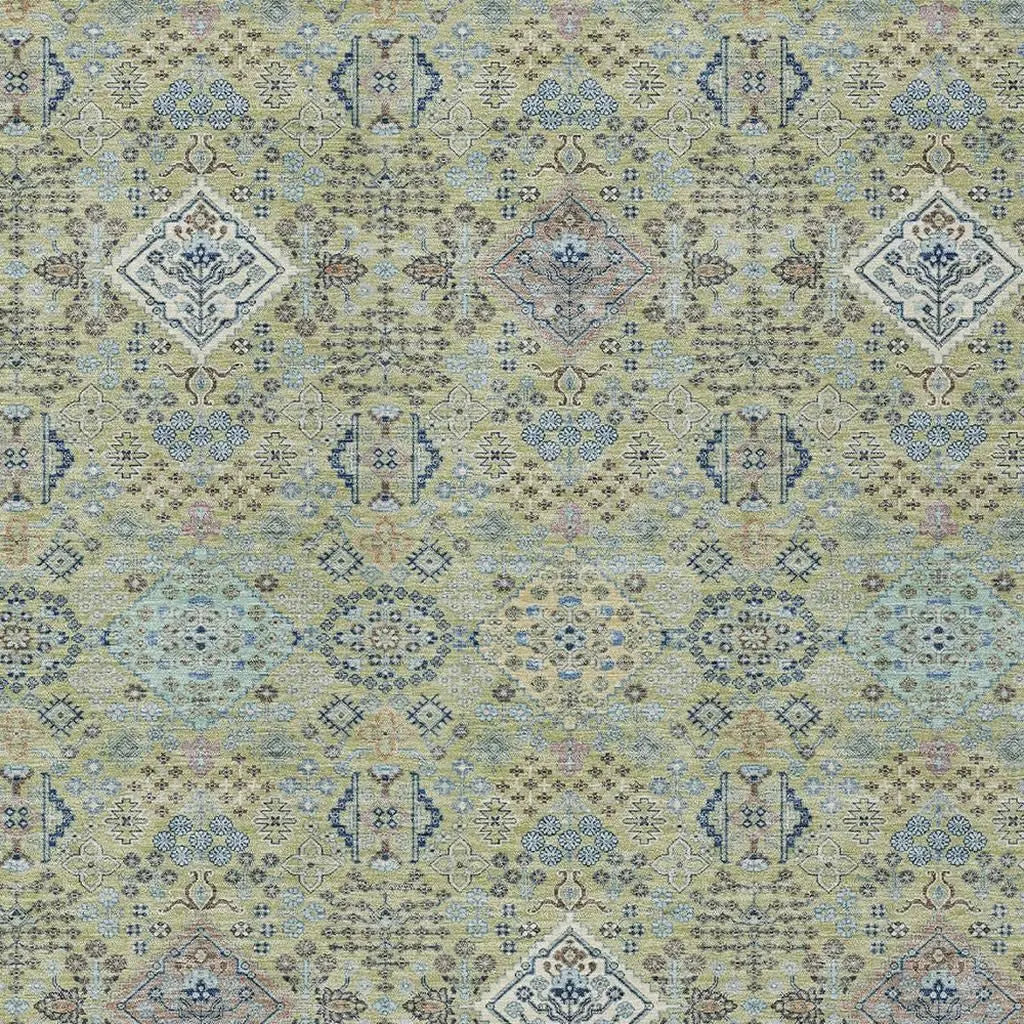 10' X 14' Green And Blue Oriental Washable Indoor Outdoor Area Rug Homeroots Outdoor