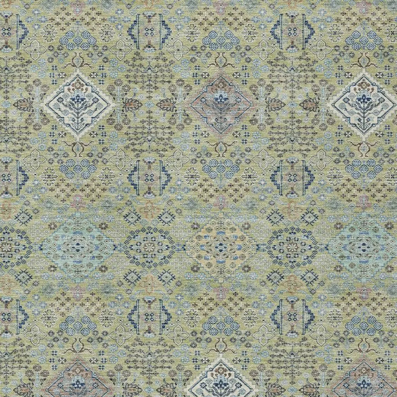 10' X 14' Green And Blue Oriental Washable Indoor Outdoor Area Rug Homeroots Outdoor