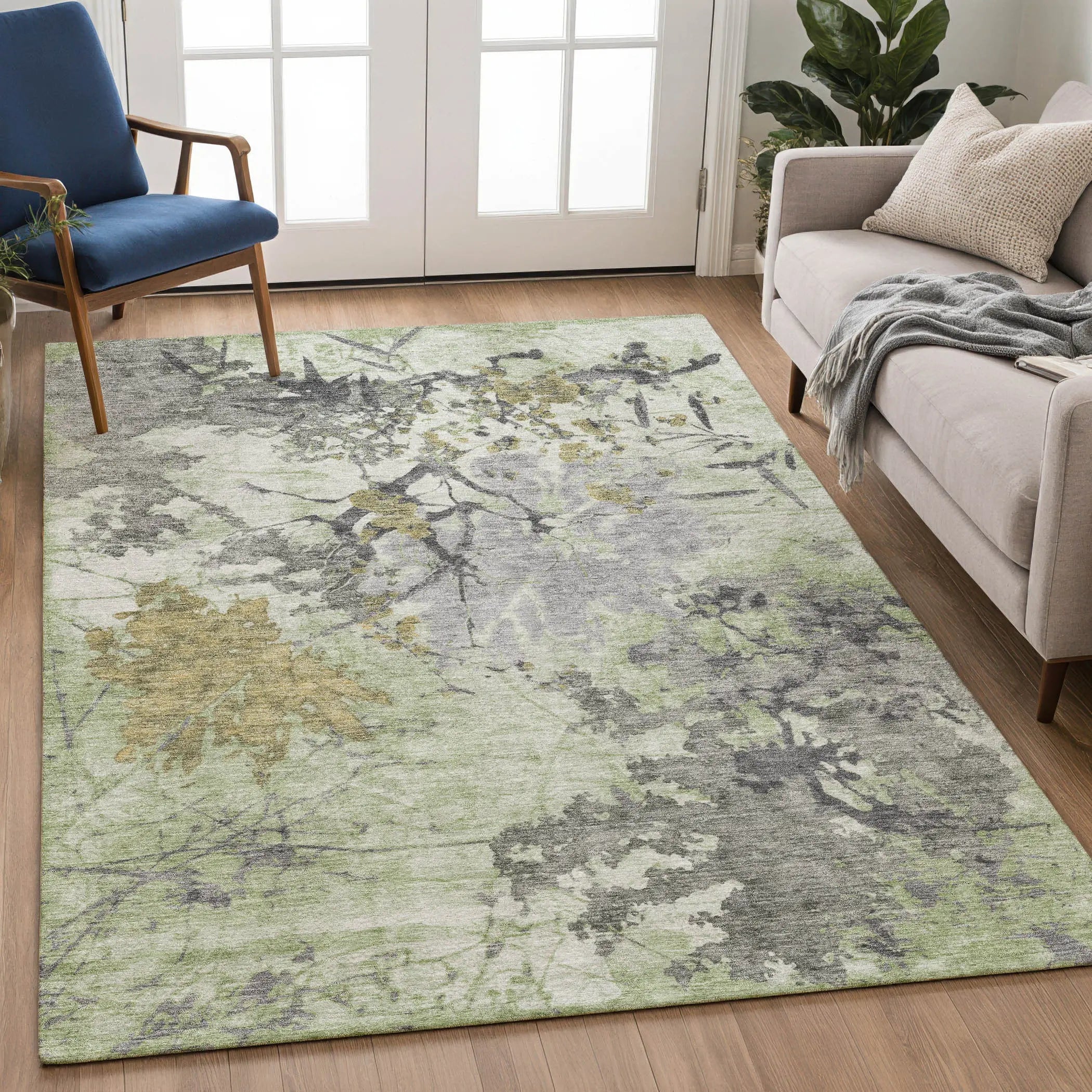 10' X 14' Green And Brown Abstract Washable Indoor Outdoor Area Rug Homeroots Outdoor