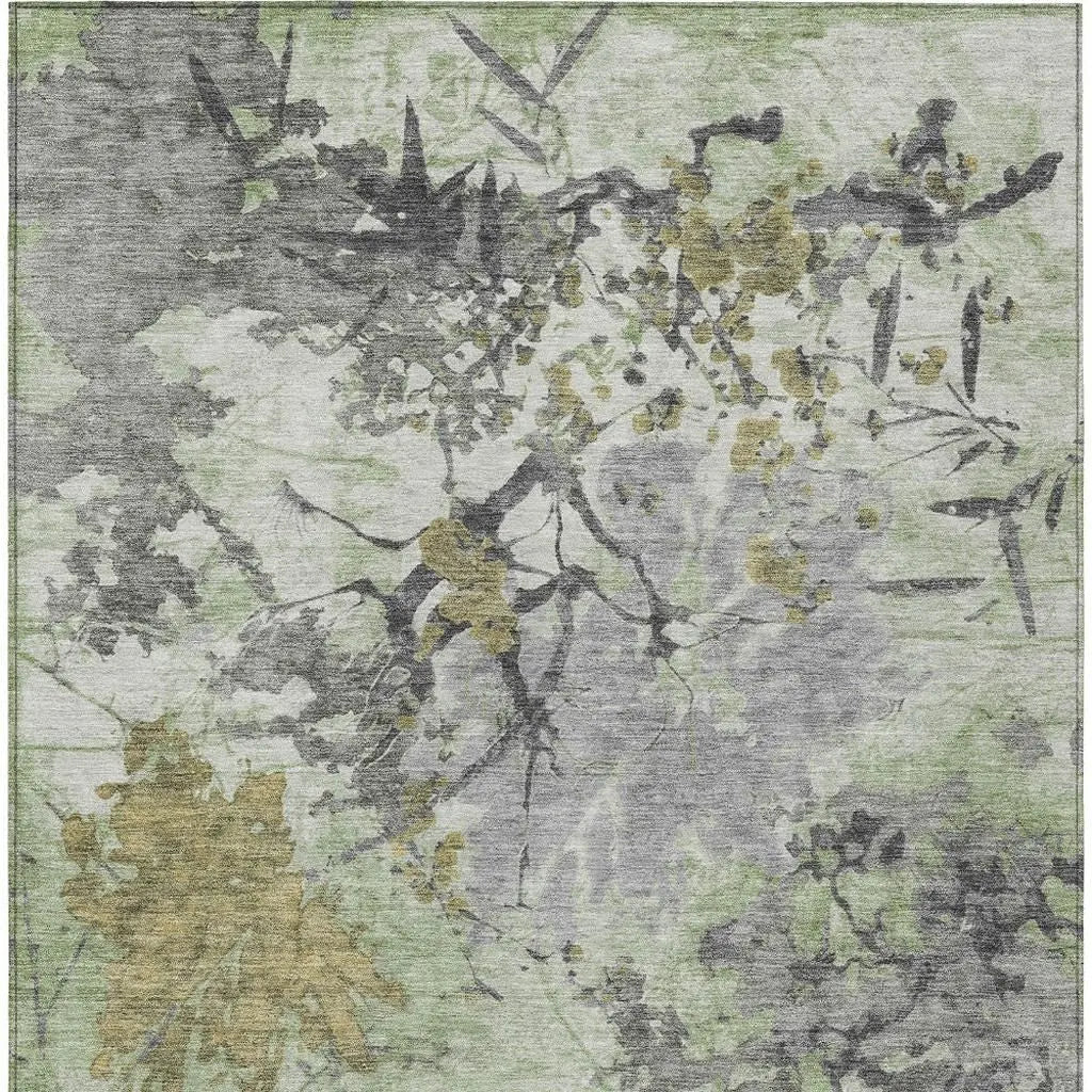 10' X 14' Green And Brown Abstract Washable Indoor Outdoor Area Rug Homeroots Outdoor