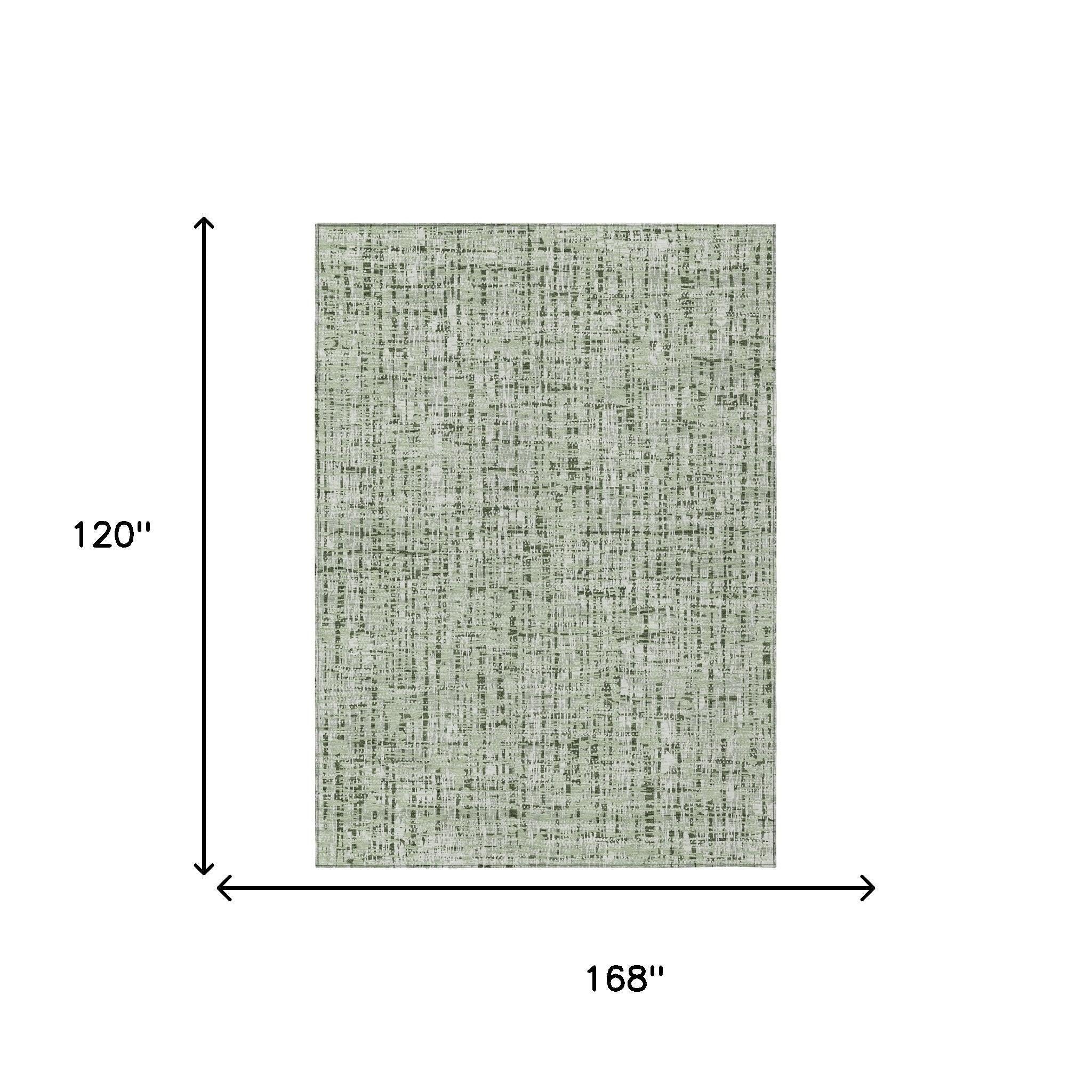 10' X 14' Green And Brown Abstract Washable Indoor Outdoor Area Rug Homeroots Outdoor