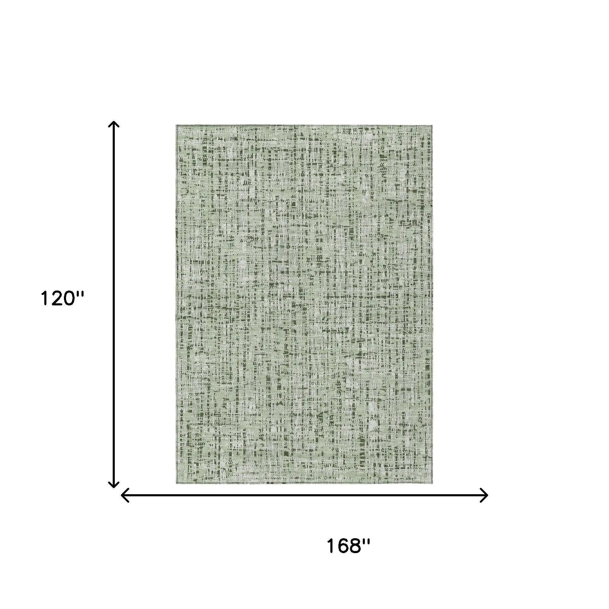 10' X 14' Green And Brown Abstract Washable Indoor Outdoor Area Rug Homeroots Outdoor