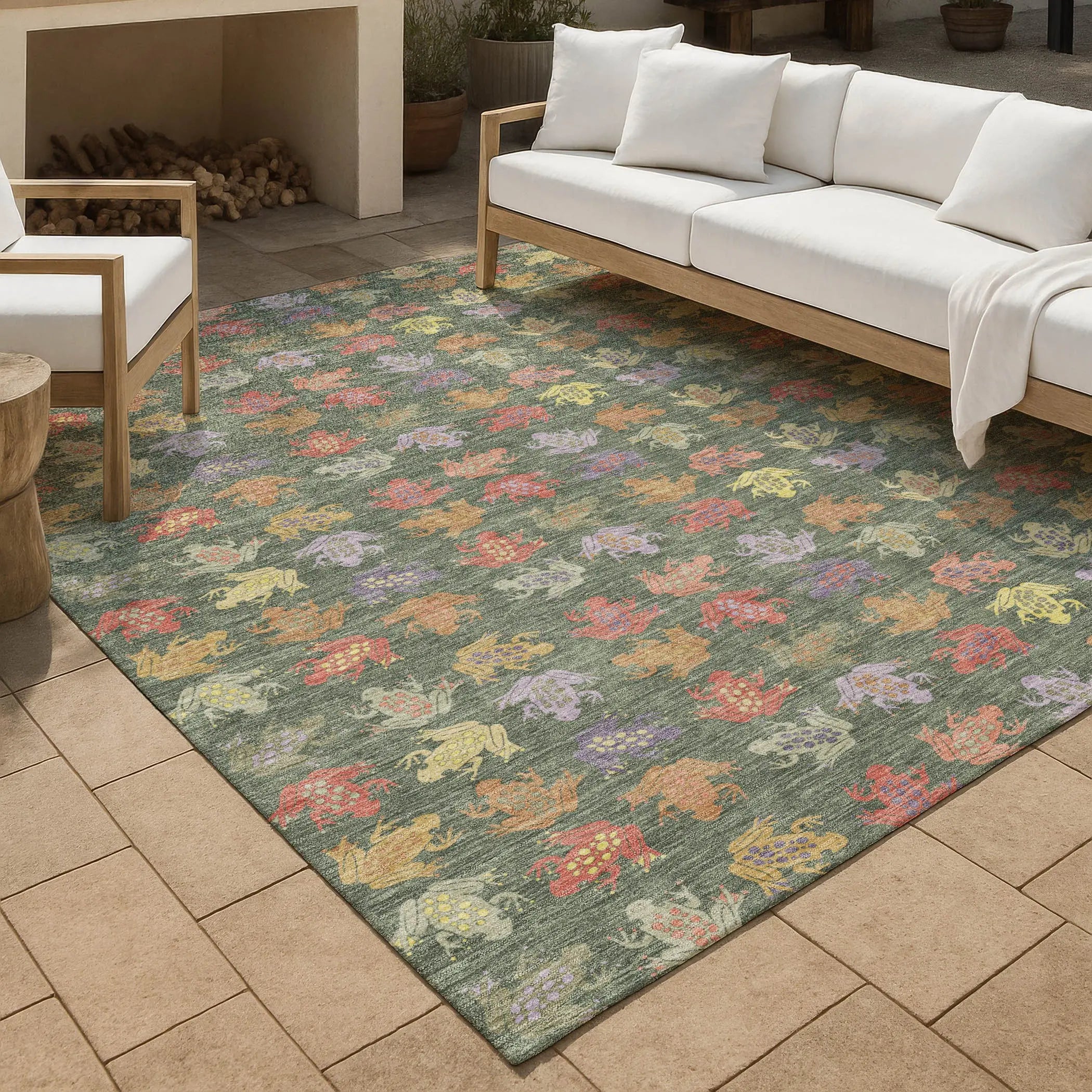10' X 14' Green And Brown Geometric Washable Indoor Outdoor Area Rug Homeroots Outdoor