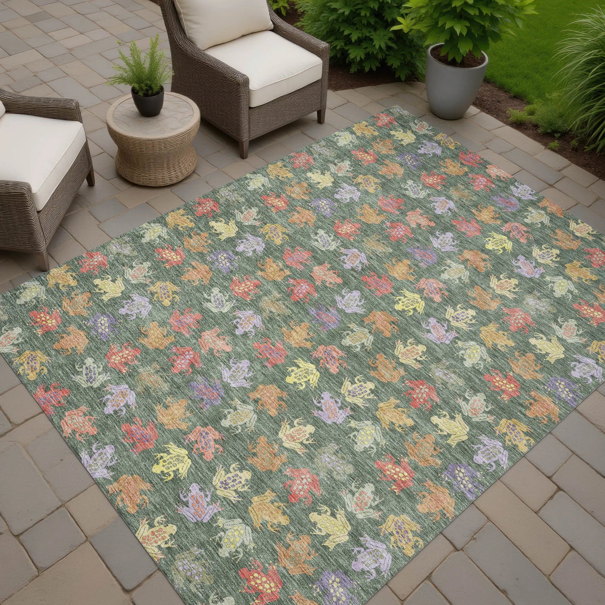 10' X 14' Green And Brown Geometric Washable Indoor Outdoor Area Rug Homeroots Outdoor