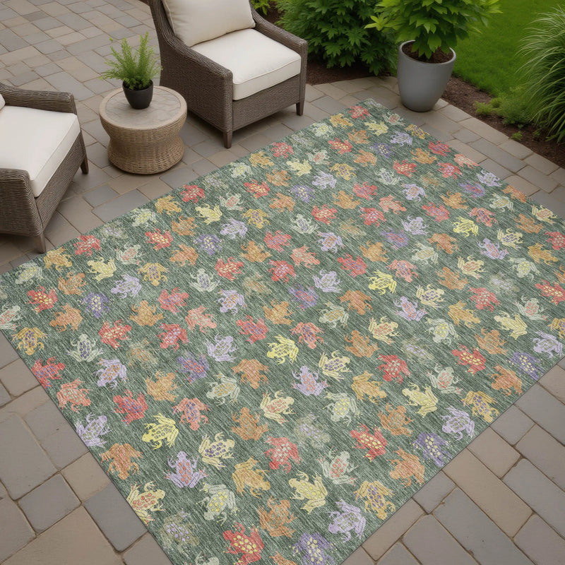 10' X 14' Green And Brown Geometric Washable Indoor Outdoor Area Rug Homeroots Outdoor
