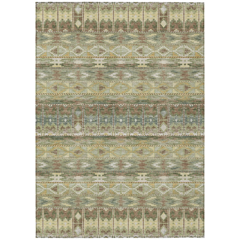 10' X 14' Green And Brown Geometric Washable Indoor Outdoor Area Rug Homeroots Outdoor