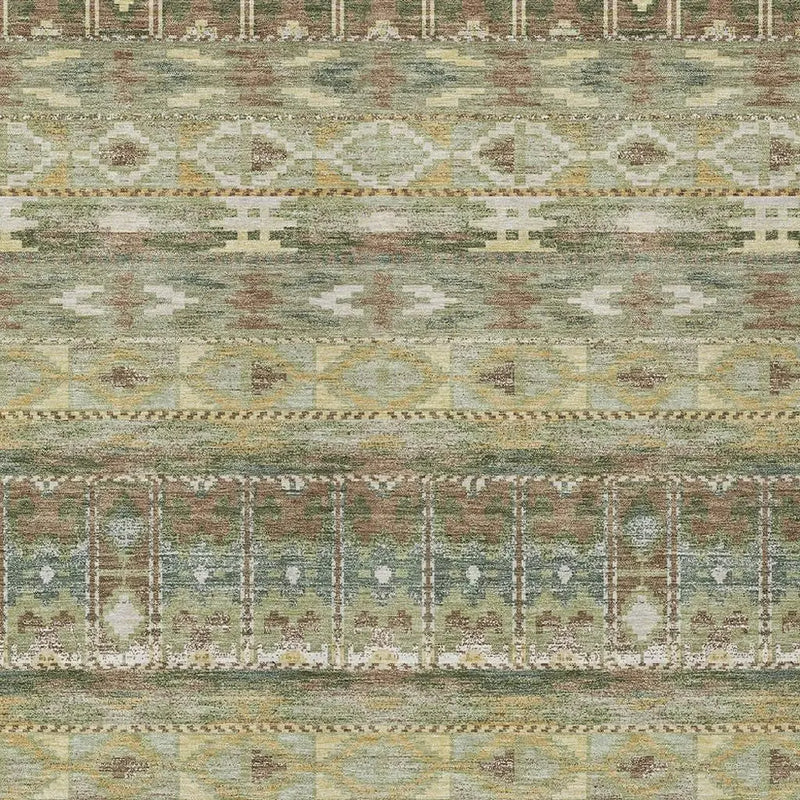 10' X 14' Green And Brown Geometric Washable Indoor Outdoor Area Rug Homeroots Outdoor
