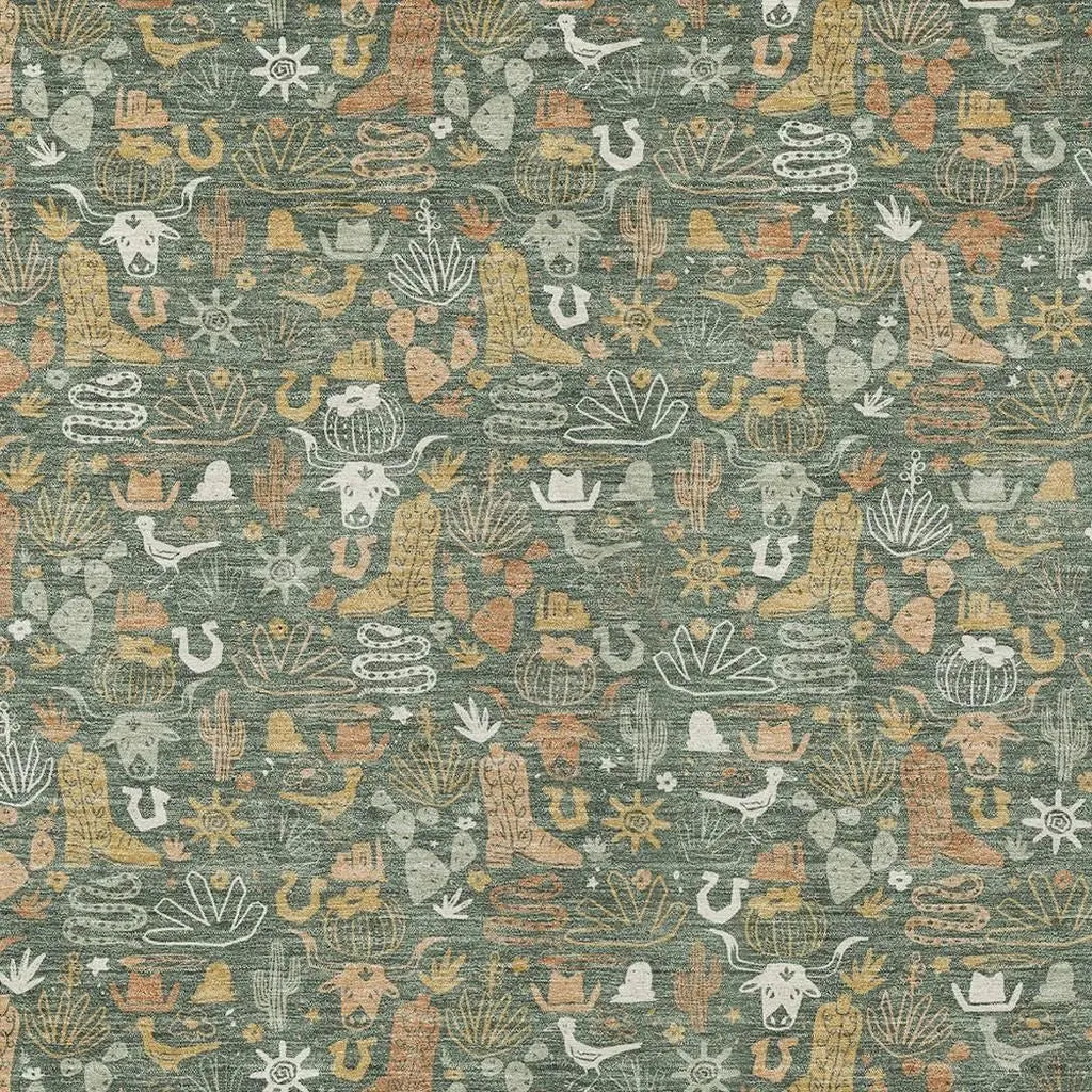 10' X 14' Green And Brown Stars Washable Indoor Outdoor Area Rug Homeroots Outdoor