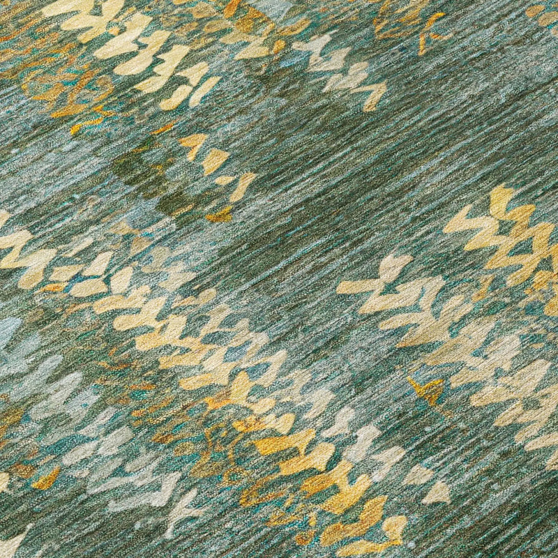 10' X 14' Green And Brown Striped Washable Indoor Outdoor Area Rug Homeroots Outdoor