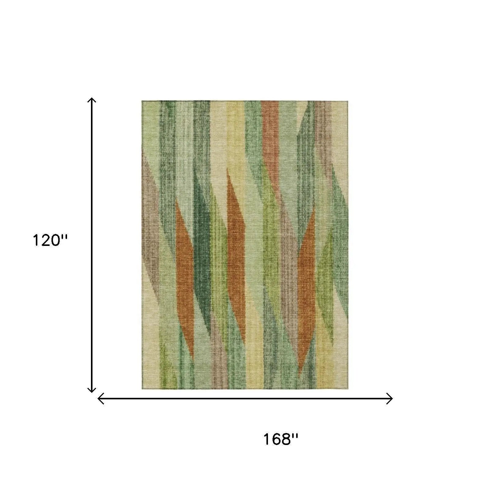 10' X 14' Green And Brown Striped Washable Indoor Outdoor Area Rug Homeroots Outdoor