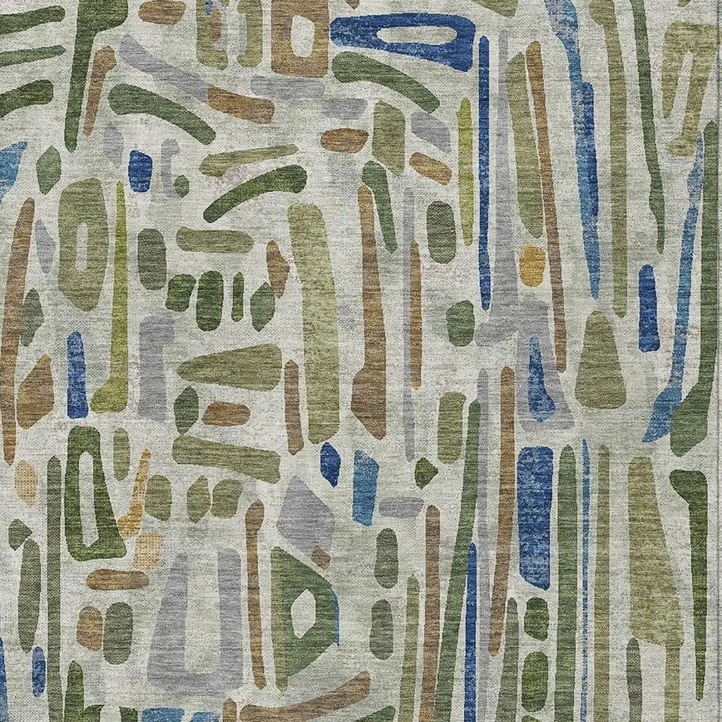 10' X 14' Green And Copper Abstract Washable Indoor Outdoor Area Rug Homeroots Outdoor
