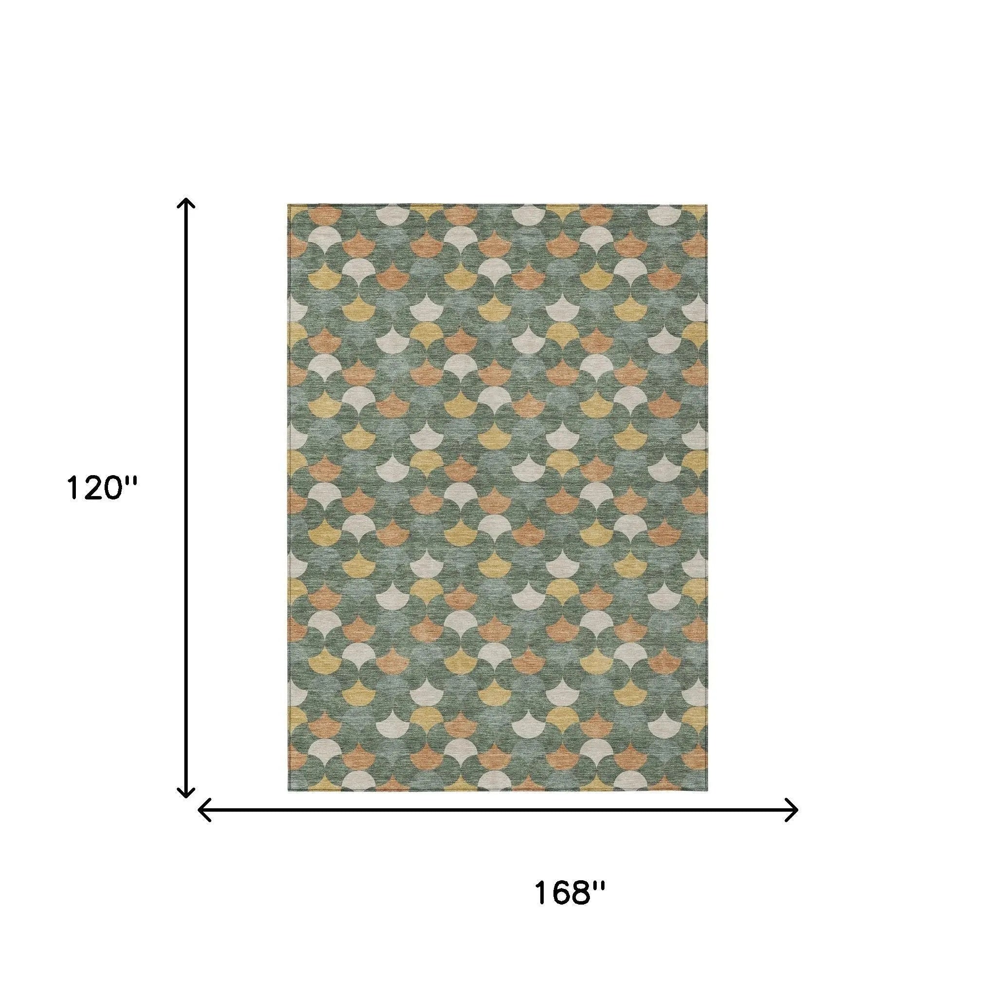 10' X 14' Green And Copper Geometric Washable Indoor Outdoor Area Rug Homeroots Outdoor