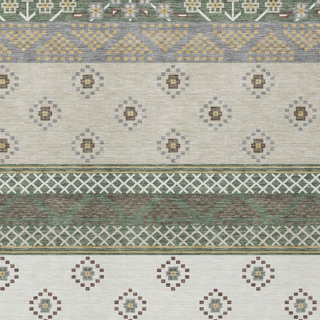 10' X 14' Green And Copper Striped Washable Indoor Outdoor Area Rug Homeroots Outdoor