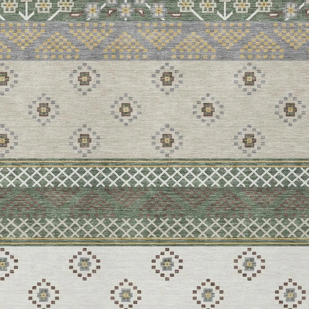 10' X 14' Green And Copper Striped Washable Indoor Outdoor Area Rug Homeroots Outdoor