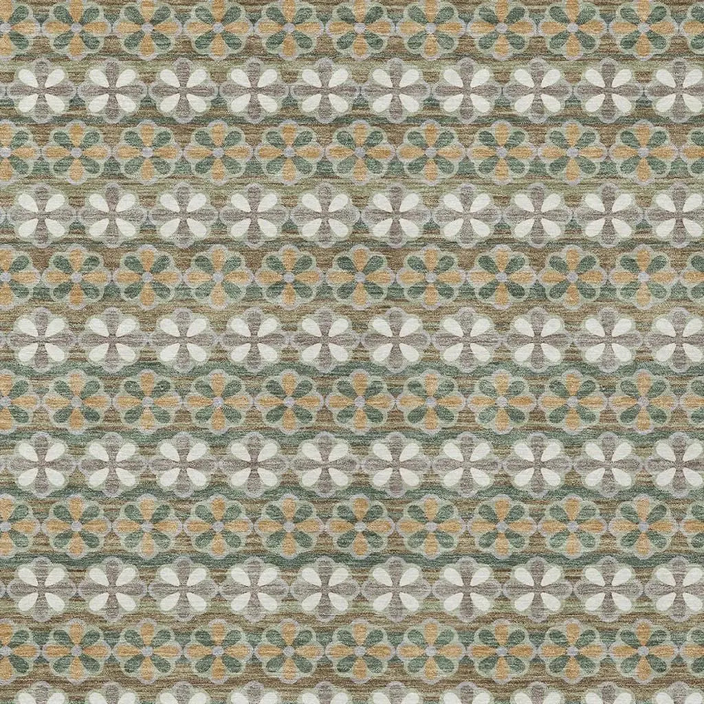 10' X 14' Green And Cream Striped Washable Indoor Outdoor Area Rug Homeroots Outdoor