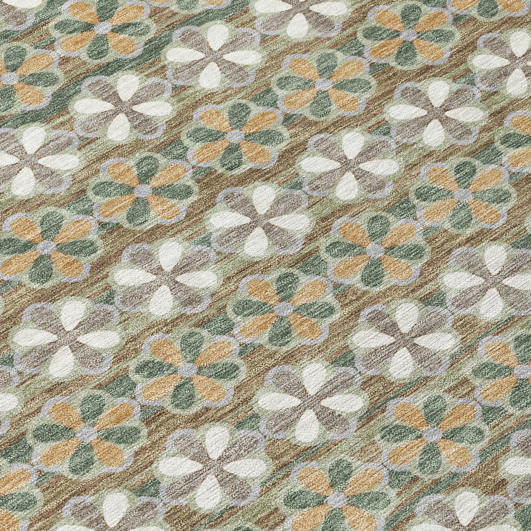 10' X 14' Green And Cream Striped Washable Indoor Outdoor Area Rug Homeroots Outdoor